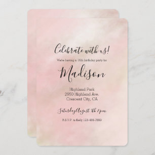 Invitation Teinture d'aquarelle couleur rose pâle teinte aqua