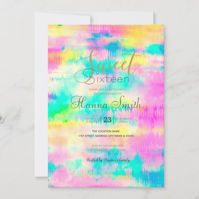 Invitation Teinture moderne Tie Colorful Abstrait (Devant)
