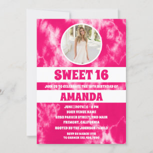 Invitation Teinture rose moderne Tee Photo Sweet 16