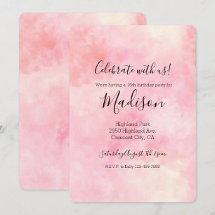 Invitation Teinture Tie-Dye Rose Féminin