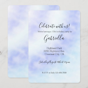 Invitation Teinture tie dye Violet Blanc Bleu Aqua   Invitati