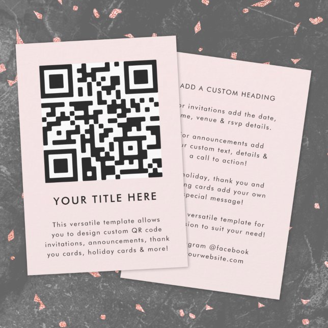 Invitation Téléchargement du code QR | Pink rose clair minima (Feminine smart QR code pink invitation template by Guava - versatile, stylish, and customizable)