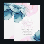 Invitation Téléchargement élégant rose sarcelle éthéré encre<br><div class="desc">invitations</div>