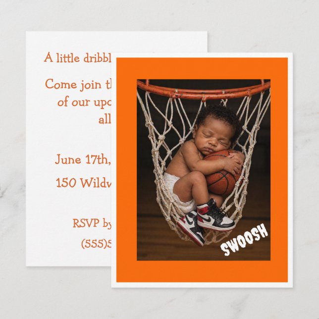 Invitation Téléchargement numérique de douche de bébé noir qu (Devant / Derrière)