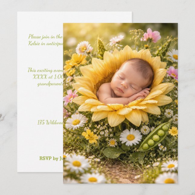 INVITATION TÉLÉCHARGEMENT NUMÉRIQUE D'INVITATION BÉBÉ TOURNES (Devant / Derrière)