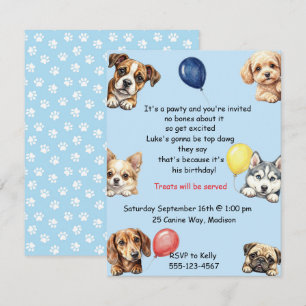 Invitation Téléchargement numérique Fête de chien pour enfant
