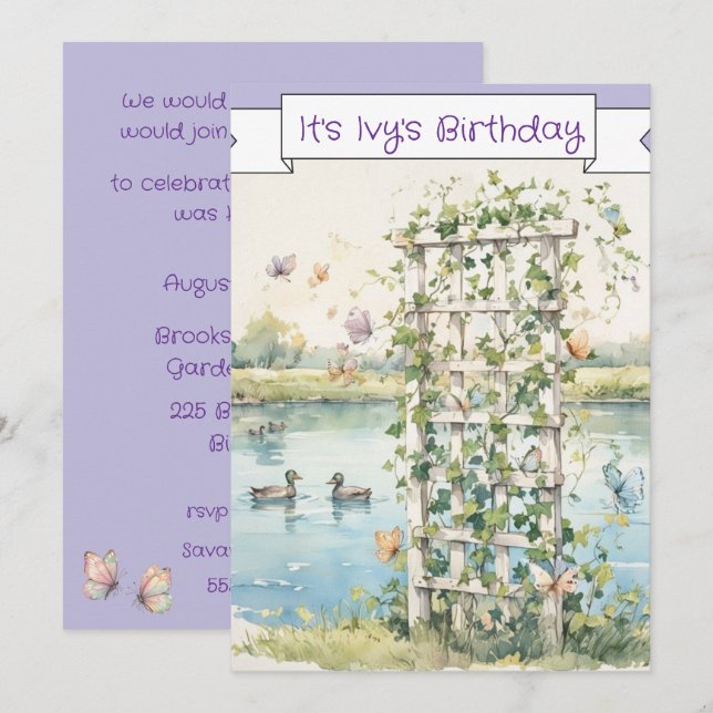 Invitation Téléchargement numérique pour l'anniversaire d'une (Devant / Derrière)
