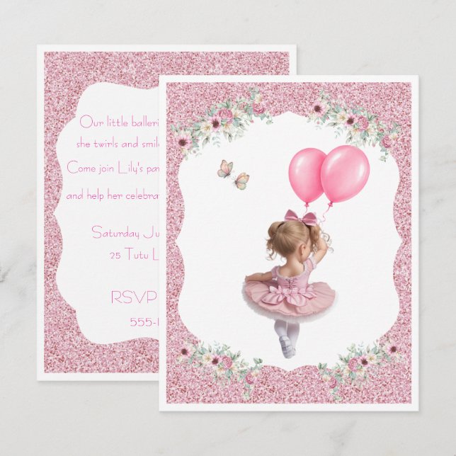 Invitation Téléchargement numérique pour les 3 ans d'une ball (Devant / Derrière)