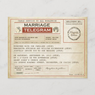 Invitation télégrammes de MARIAGE vintage