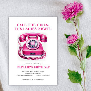 Invitation Téléphone Rotatif Rose Chaud Appel des Filles Anni