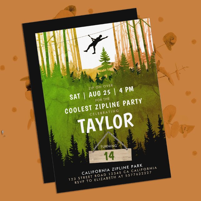 Invitation Téléplane Cool Forêt Verte Arbres Nature Aventure (Créateur téléchargé)