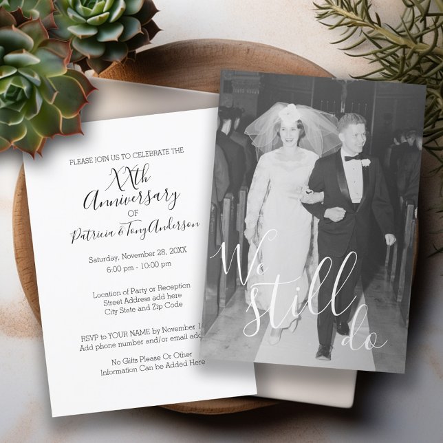 Invitation TELLE ANNÉE - Anniversaire de Mariage & Photo Nous (Wedding Anniversary Invitation - Modern Design with Photo)