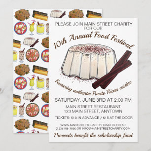 Invitation Temblee Puerto Rican Pudding Food Festival