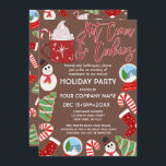 Invitation Témoins de cacao chaud Illustration Noël Entrepris<br><div class="desc">Cette invitation festive et mignonne à la fête de Noël d'entreprise est parfaite pour l'événement amusant et joyeux. Il comporte une bordure d'illustration de cookies de Noël dessinés à la main en rouge, blanc, vert, bleu et noir avec une tasse de cacao chaud et une citation typographique personnalisée, "cacao chaud...</div>