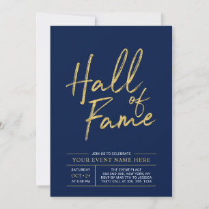 Invitation Temple de la renommée Gold & Blue Modern Party
