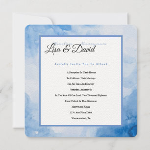 Invitation Temple Mariage Réception Invitation-Bleu Aquarelle