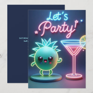 Invitation Temps de Fête Néon Vert