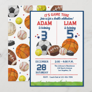 Invitation Temps de jeu sportif Fête d'anniversaire All-Star