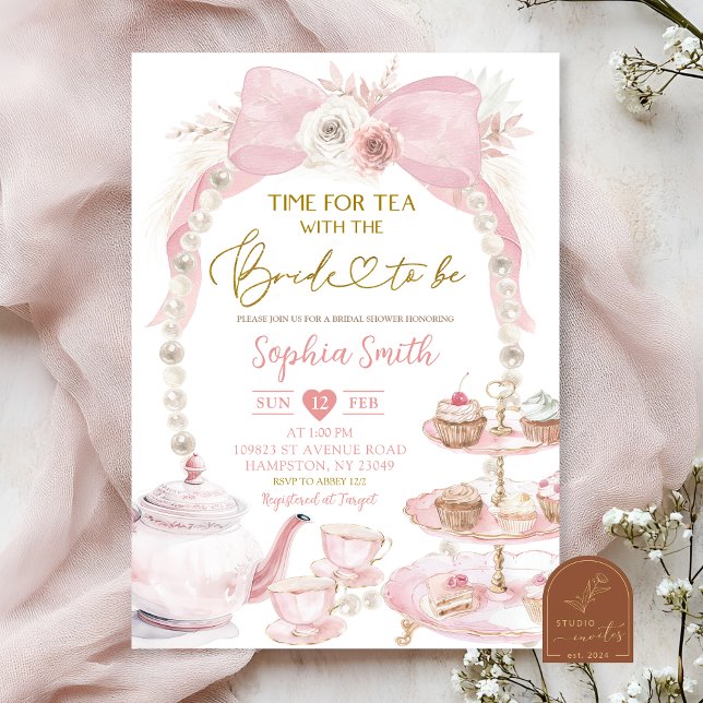 Invitation Temps de la Coquette Rose pour le Thé Future Marié (Créateur téléchargé)