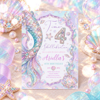 Invitation Temps de sirène quatre une fête pour un 4ème anniv