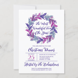 Invitation Temps le plus merveilleux Purple Wreath fête de No