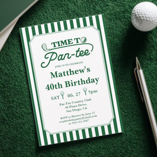 Invitation Temps moderne pour l'anniversaire de golf Par-Tee  (Créateur téléchargé)