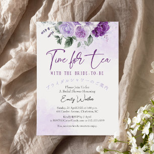 Invitation Temps pour la Fête des mariées de thé violet Flora