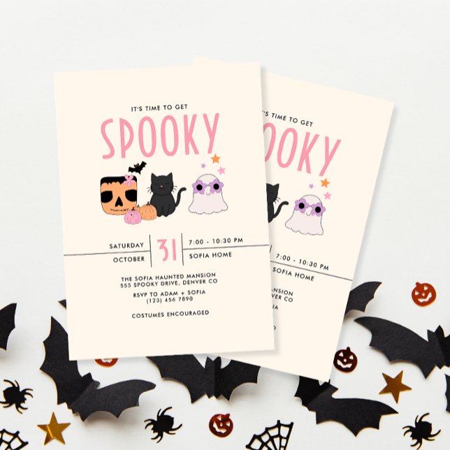 Invitation Temps rétro pour obtenir Éffrayante fête d'Hallowe (Créateur téléchargé)