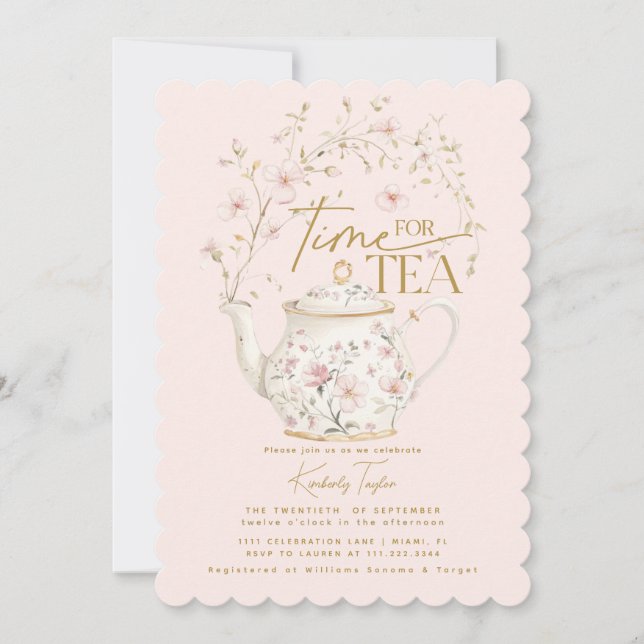 Invitation Temps rose fleur sauvage pour la Fête des mariées  (Devant)