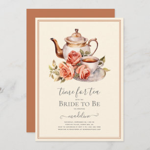 Invitation Temps Rose vintage pour la Fête des mariées de thé