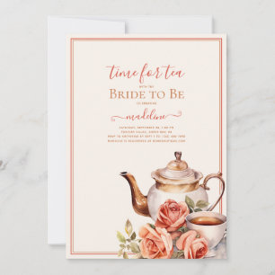 Invitation Temps Rose vintage pour la Fête des mariées de thé