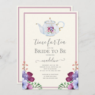 Invitation Temps vintage Pour La Fête des mariées Florale De