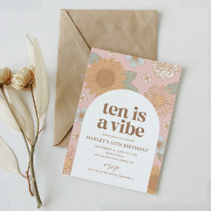 Invitation Ten est un Vibe Retro Floral 10e anniversaire