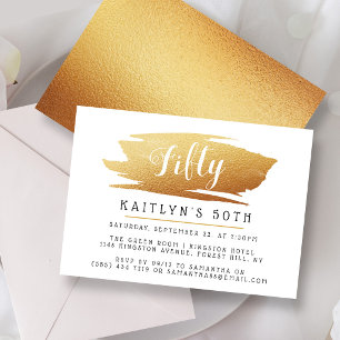 Invitation Tendance & Chic Anniversaire Dames Feuille D'Or