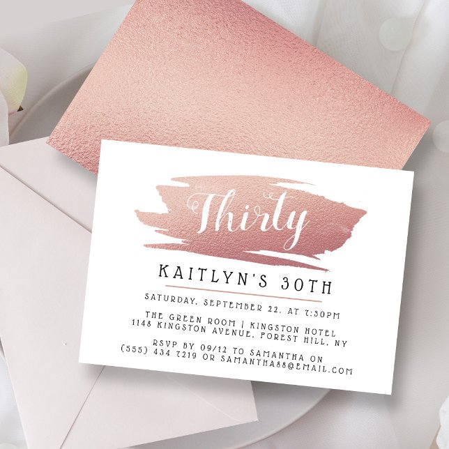 Invitation Tendance & Chic Rose Gold Feuille Dames Anniversai (Créateur téléchargé)