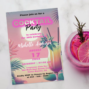 Invitation Tendance Chic Tropical Summer Sunset Cocktail Part