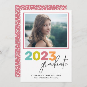 Invitation Tendance coloré Lettres Moderne Grad Party