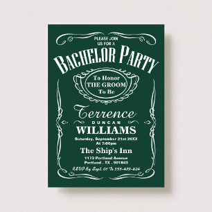 Invitation Tendance de la typographie verte Bachelor Party