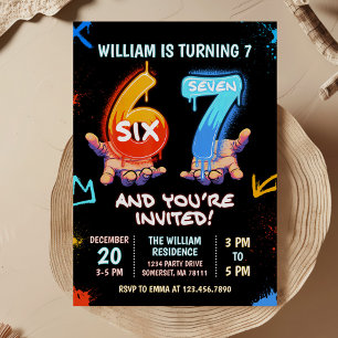 Invitation Tendance de mème de graffiti 6 7 Six Sept Annivers