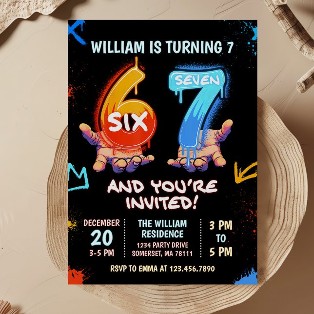 Invitation Tendance de mème de graffiti 6 7 Six Sept Annivers (Créateur téléchargé)