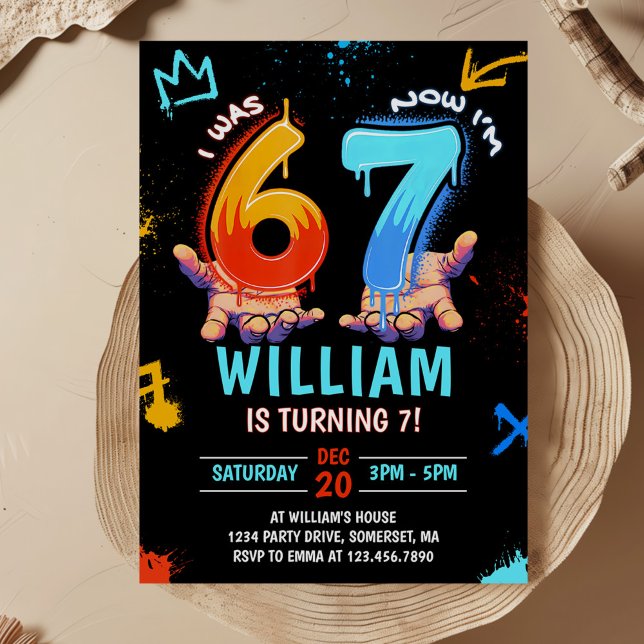 Invitation Tendance de mème de graffiti 6 7 Six Sept Annivers (Créateur téléchargé)