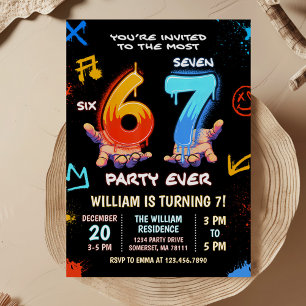 Invitation Tendance de mème de graffiti 6 7 Six Sept Annivers