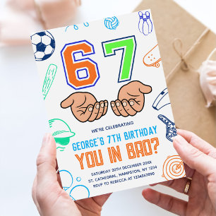 Invitation Tendance de mème sportif 6 7 Six Sept Anniversaire