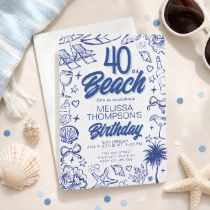 Invitation Tendance Dessin à Main Levée Doodle 40 Ans C'est L