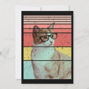INVITATION TENDANCE DRÔLE MIGNON CHAT VINTAGE