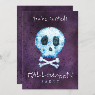 Invitation Tendance Halloween aquarelle crâne et os fête