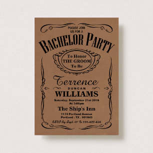 Invitation Tendance Kraft Typographie Bachelor Party