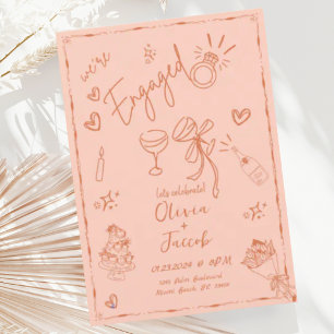 Invitation Tendance Poche Rust Main Drawn Engagement Party