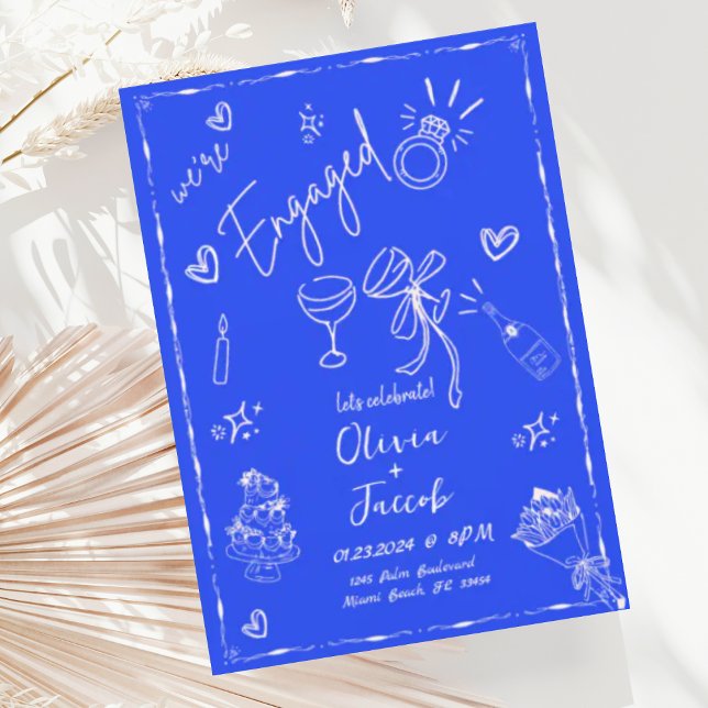Invitation Tendance Quirky Fun Blue Main Drake Engagement Par (Créateur téléchargé)