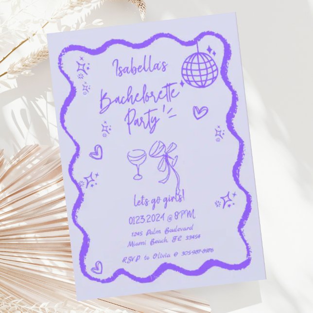 Invitation Tendance Quirky Wavy Hand Drawn Bachelorette Party (Créateur téléchargé)